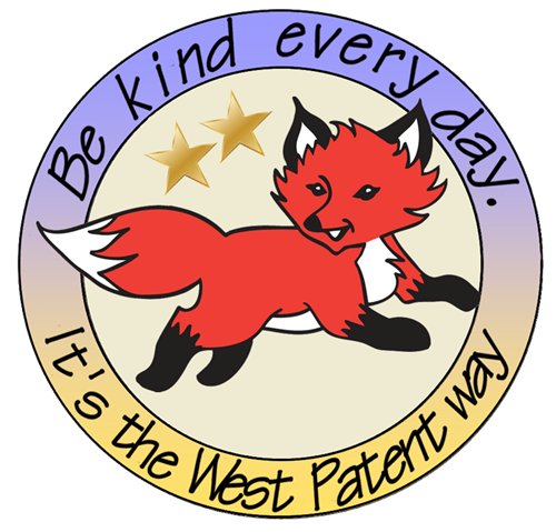 image of a red fox inside a circle with "Be kind every day. It's the West Patent way"